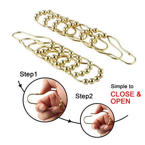 Shower Curtain Hooks Rings, Rustproof Metal Shower Curtain Rings for Bathroom Shower Rods Curtains - Set of 12, Golden - color: Golden