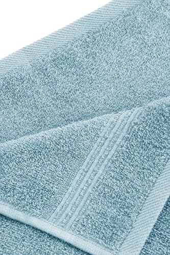 Ozdilek 6-Piece Washcloth Set 13x13 Towels 100% Turkish Cotton, Soft, Absorbent, Gentle on Sensitive Skin, Multi-Purpose Use, Washable, Reusable, Ideal for Baby Care & Spa 6 Towels (Milky Blue) - color: Milky Blue