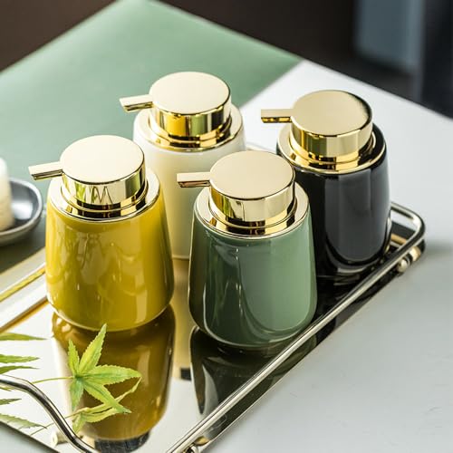 Modern Foam Soap Dispenser for Bathroom, Chic Ceramic Bottle(Green) - color: Green