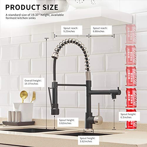 AIMADI Kitchen Sink Faucet,Black Kitchen Faucets with Pull Down Sprayer | Black Stainless Steel Single Handle One Hole Kitchen Faucet,Matte Black,Ceramic Cartridge,Easy DIY Install - color: Black Nickel, style: Contemporary