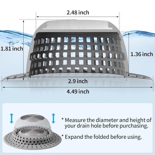 Aluvor Shower Drain Hair Catcher Bathtub Drain Cover Sink Drain Protector | Bathroom Sink & Bathtub Drain Strainer for Pop-Up & Regular Drains, Silver Grey - color: Silver Grey