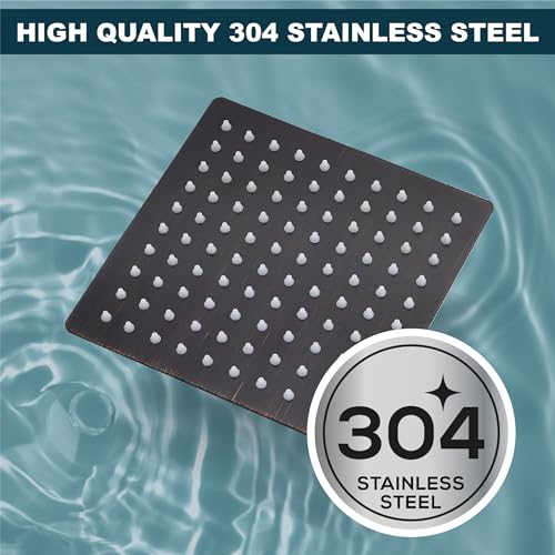 Midanya Square Rain Shower Head,High Pressure,Oil Rubbed Bronze 6 Inch | 360°Swivel,Ceiling or Wall Mount,Waterfall Full Body Coverage,Bathroom Remodel,Stainless Steel Large Rainfall Shower Head - color: Bronze, size: 6 Inch