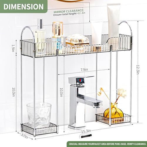 YCIA&DONE Bathroom Countertop Organizer Over The Faucet, Narrow Counter Organizers Above Sink, Table Mounted Faucet Over Sink Shelf for Kitchen, Toilet, Laundry(Smoky Gray) - color: Smoky Gray