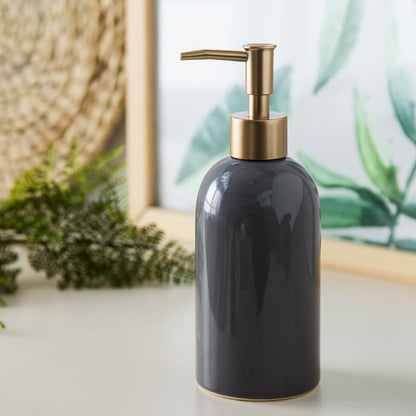 Classic Cylindrical Soap Dispenser, Multi-Color Ceramic Bottle(Gray) - color: Gray