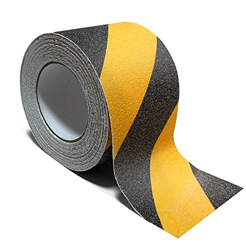 Anti Slip Traction Tape, 4 Inch x 35Ft Non Skid Safety Tape Outdoor Waterproof Grip Tape for Stairs Heavy Duty Anti Slip Warning Tape for Outdoor Stairs Step Treads Ramps Boats Pool- Yellow/Black - color: Black/Yellow, size: 4 Inch x 35 Feet