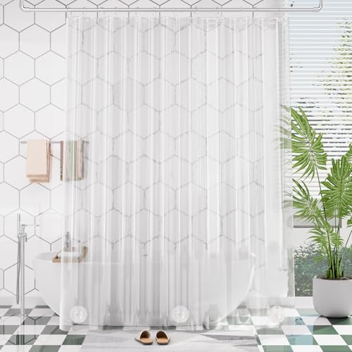 AmazerBath Extra Long Shower Curtain 90 Inches Long, Clear Premium PEVA Plastic 72x90 Inches, Tall Bathroom Curtain Heavy Duty with 3 Weighted Stones and 12 Grommet Holes - color: 8g Clear, size: 72"W x 90"L (Pack of 1)