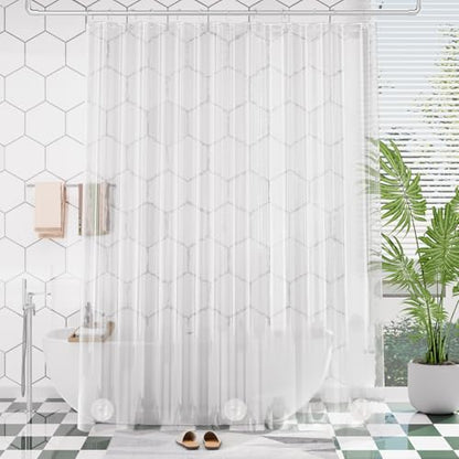 AmazerBath Extra Long Shower Curtain 90 Inches Long, Clear Premium PEVA Plastic 72x90 Inches, Tall Bathroom Curtain Heavy Duty with 3 Weighted Stones and 12 Grommet Holes - color: 8g Clear, size: 72"W x 90"L (Pack of 1)