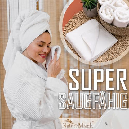 Set of 10 Washcloths Made of 100% Cotton - Soft and Absorbent Face and Hand Towels - Practical for Bathroom and Kitchen - 12 x 12 in (White) - color: White