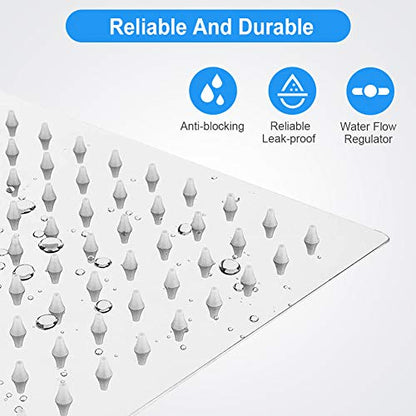Shower Head, Kaqinu 10'' High Pressure Rainfall Shower Head/Handheld Showerhead Combo with 11” Extension Arm, Anti-leak Shower Head with Holder/Hose, Flow Regulator - Chrome - color: Silver, size: 10 Inch