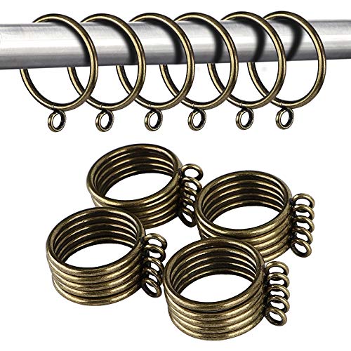 42 PCS Curtain Rings, 1.5 inch Metal Curtain Drape Sliding Eyelet Rings-Hanging Rings for Curtains and Rods, Fits Up to 1 1/4-Inch Rod, Antique Bronze(Clips Not Included) - color: Antique Bronze