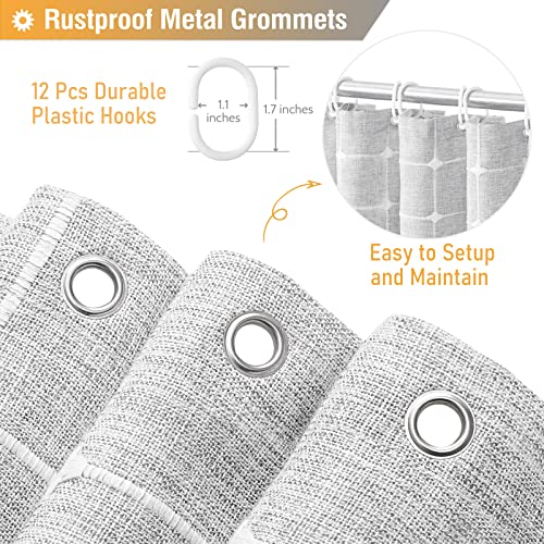 72x78 Boho Farmhouse Linen Heavy Duty Cloth Shower Curtain, Gray/Grey | Long Size, 330GSM Linen Blend, 3-side Tassels, Water Repellent Fabric, 12 Plastic Hooks, Bohemian Style, Machine Washable - color: Grey, size: 72"W x 78"L (Pack of 1)
