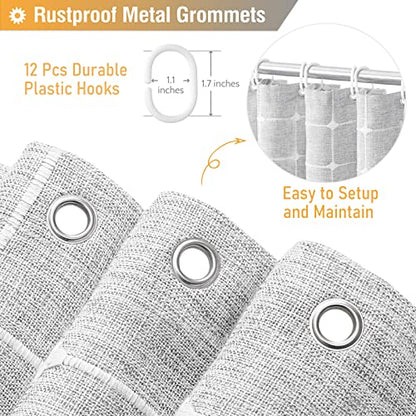72x78 Boho Farmhouse Linen Heavy Duty Cloth Shower Curtain, Gray/Grey | Long Size, 330GSM Linen Blend, 3-side Tassels, Water Repellent Fabric, 12 Plastic Hooks, Bohemian Style, Machine Washable - color: Grey, size: 72"W x 78"L (Pack of 1)