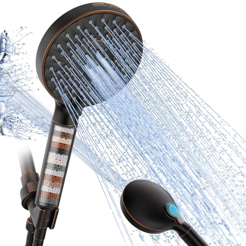 SR SUN RISE Filtered Shower Head with Handheld High Pressure 9 Spray Mode Showerhead Detachable Shower Head Water Softener Filters Beads for Hard Water Remove Chlorine 1 Filter ORB - color: Oil Rubbed Bronze, size: 1 Filter