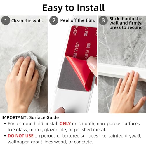 Toothpaste Holder Wall Mounted, Extra Large Tooth Paste Holder for Bathroom | JM.JEEMI Face Cream & Cosmetic Tubes Hanger, Wall Tube Organizers Gripper with 3 Toothpaste Squeezers - Adhesive, White - size: X-Large