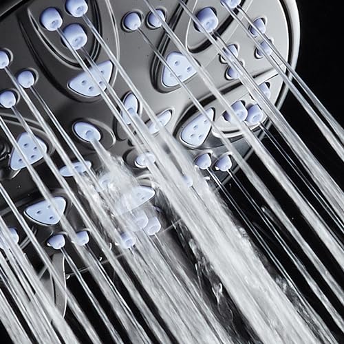 AquaDance Antimicrobial – Anti-Clog High-Pressure 6-Setting Shower Head with Microban Nozzle Protection from Growth of Mold, Mildew & Bacteria for Stronger Shower! 4" Sunset Blue - color: Matte Black / Sunset Blue Jets, style: 2.5 Gallons Per Minute