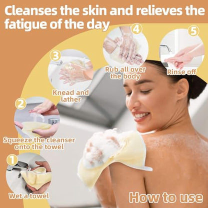 MAQIHAN Exfoliating Washcloth - 4 Pack Loofah Wash Cloth for Body and Face | Body Scrubber Wash Cloths for Showering, Exfoliating Shower Towel for Women and Men, Double-sided Bath Towel, 8 x 10 Inch