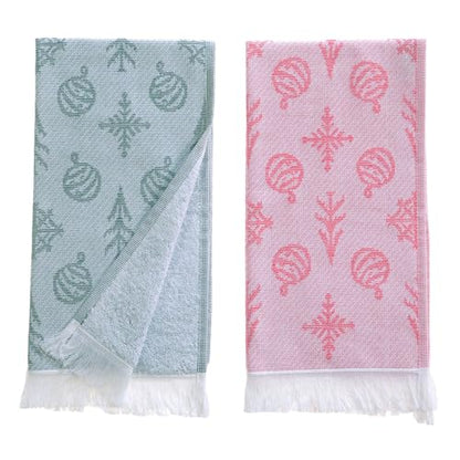 Christmas Hand Towels Set of 2, Festive Holiday Bathroom & Kitchen Towels (Santa's Pick) - color: Santa's Pick