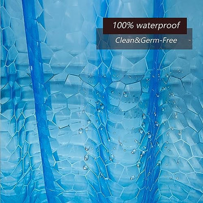 TIKABC Shower Curtain Liner, 4G EVA Blue Water Cube Shower Liner, Plastic Waterproof Shower Curtains, 72x72 inch with Grommet Holes 3 Magnetic Weights - color: Eva-blue