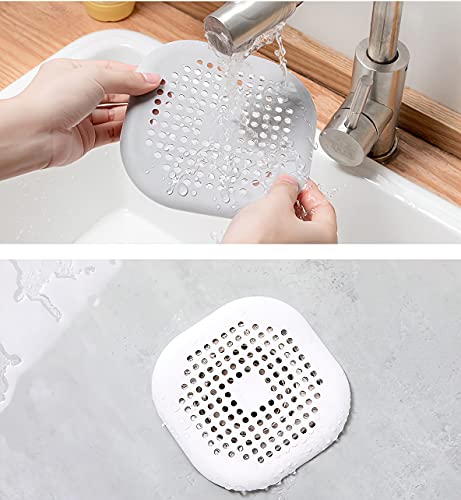 2 Pieces Shower Drain Hair Catcher Bathtub Stopper, Home Protectors with Sucker Water Trap Sink Cover for Bathroom Bathtub and Kitchen (Grey,White) - color: Grey,white