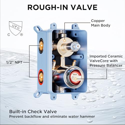 Rainfall Shower System with 4 Body Spray Jets, STARBATH 4 Way 12 + 6"Rainfall Shower Head with Handheld Combo, Shower Jets System High Pressure Shower Faucet Set, Brushed Nickel - color: Brushed Nickel, size: 6"+12"-03
