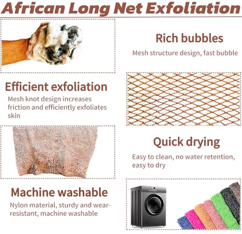 SPMKTBOZAI African Net Sponge Authentic, African Exfoliating Sponge Real African Net Black Owned, African Bath Sponge Back Scrubber, Body Exfoliator Shower Bath Accessories (Brown) - color: Brown