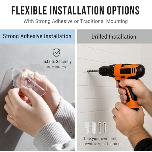 G-Promise Metal Handheld Shower Head Holder, No-Drill Install (Chrome) | Adhesive or Drilled Installation, Wide Adjustment Range Fits All Family Heights, Firmly Secure Showerhead, Easy to Install - color: Chrome
