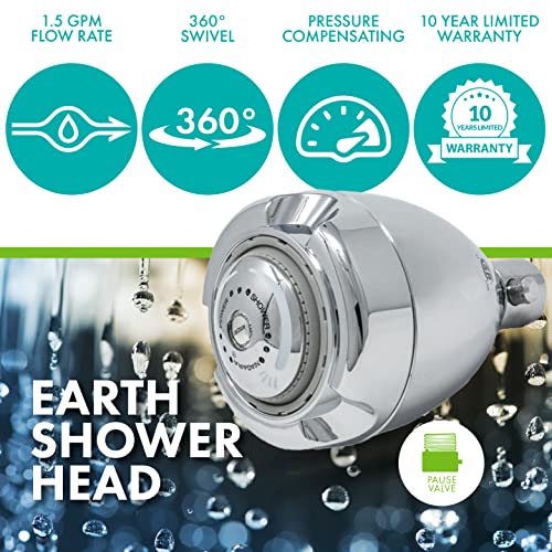 Niagara Conservation Earth Spa with Soap and Soak High Efficiency 1.5 GPM Showerhead in Chrome, N2915C-V - color: Chrome - with Soap & Soak Valve, size: 1.5 GPM