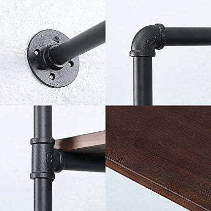 Industrial Pipe Shelves With Wood Planks,Rustic Pipe Shelving Wall Shelf | Metal Pipe Solid Pine Wood,Easy to Assemble,Wooden Board Thickness 0.78 In,For Bar Farmhouse Kitchen Office Bathroom,Bedroom - color: 2-layer, size: 30in