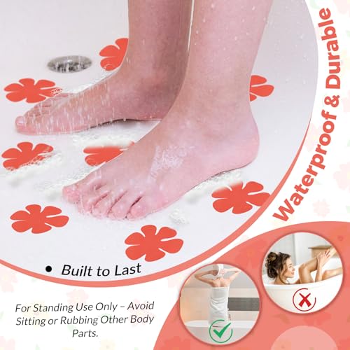 S&X Non Slip Bathtub Stickers,Pack of 12 PCS Lucky Flower Shower Floor Non Slip Stickers –Comfortable Grip On Slipper Surfaces - size: Flower