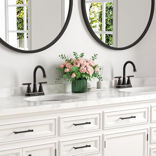 Bathroom Faucets, Hurran 4 inch Centerset 2-Handle Lead-Free, ORB | Bathroom Sink Faucet with Pop-up Drain and Supply Lines, Stainless Steel Faucet for Vanity RV Restroom Laundry, 2 Pack - color: Oil Rubbed Bronze X 2