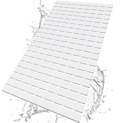 BEMISO Shower Mat Non Slip Bathtub Mat with Suction Cups and Drain Holes 27.5 x15.7 Inch Bath Mat for Tub & Shower.Easy Dry,Easy to Cut,Eco-Friendly - color: White, size: 27.5 x 15.7 inches