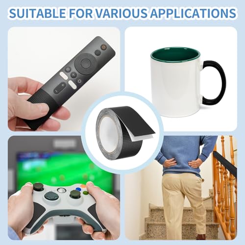 PATIKIL 2 Inch x 20 Feet Non-Slip Grip Tape, Waterproof Non-Abrasive Traction Tape Self-Adhesive Cushion Pad Strips for Handrails Game Controllers Ovens- 1 Roll (Black) - color: Black, size: 2 Inch x 20 Feet