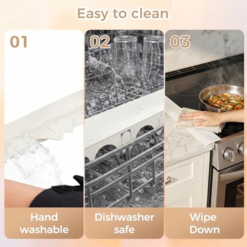 Silicone Stove Gap Covers with Stainless Steel, Oven Gap Filler Seals Gaps Between Stovetop and Counter, Stove Gap Guards Range Trim Kit, Easy to Clean Stove Gap Guard (Beige 2 Pack,21") - color: Beige, size: 21 inches