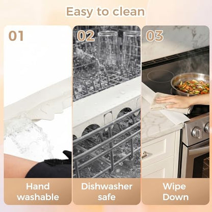 Silicone Stove Gap Covers with Stainless Steel, Oven Gap Filler Seals Gaps Between Stovetop and Counter, Stove Gap Guards Range Trim Kit, Easy to Clean Stove Gap Guard (Beige 2 Pack,21") - color: Beige, size: 21 inches