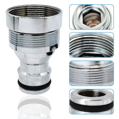 1pcs Brass Faucet Tap Quick Connector Adapter Kit,24mm Female Thread x 1mm Pitch Connector,Universal Faucet Adapter for Washing Machine And Pressure Washer(Silver) - size: 24mm Female Thread x 1mm