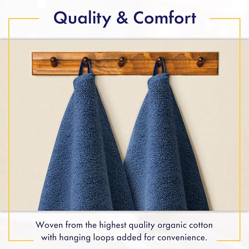 100% Organic Zero-Twist Cotton Towels - GOTS Certified Luxury Bath Towels - Ultra Soft & Plush 700GSM Long-Staple Cotton - 6 Piece Towel Set (Navy Blue) - color: Navy, size: 6pc Towel Set