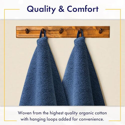 100% Organic Zero-Twist Cotton Towels - GOTS Certified Luxury Bath Towels - Ultra Soft & Plush 700GSM Long-Staple Cotton - 6 Piece Towel Set (Navy Blue) - color: Navy, size: 6pc Towel Set