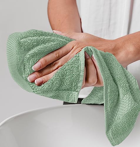White Classic Luxury Cotton Washcloths 13x13 Inch - 650 GSM Turkish Cotton | Hotel, Spa, Bathroom Face Towel | 12 Pack, Mint Green - color: 10: Mint Green