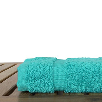 Luxury Hotel & Spa Towel Turkish Cotton Washcloths - Aqua - Dobby Border - Set of 6 - color: Aqua Blue, size: 6-Piece Washcloth