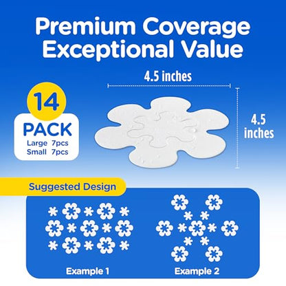 COMPAC HOME Safe-T-Shapes Anti-Slip Bathroom Decals - 7 Large White Daisies with Removable Inner Daisies (14 Total), Flexible Non-Slip Tub & Shower Safety, Decorative Design - size: Large
