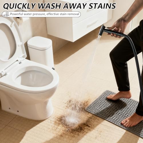 Handheld Bidet Sprayer for Toilet with Hot and Cold Water, Matte Black Stainless Steel Warm Water Round Bidet Spray Attachment Set - color: Matte Black