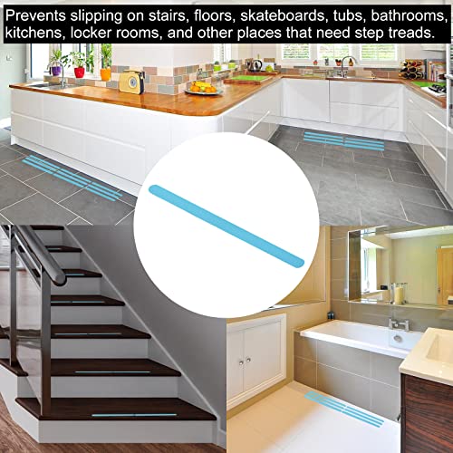 PATIKIL Non Slip Bathtub Stickers 15 x 0.8 Inch, 12 Pack Safety Shower Treads Adhesive Decal Square with Scraper for Stairs Tub Shower, Blue - color: Blue, size: 15 x 0.8"