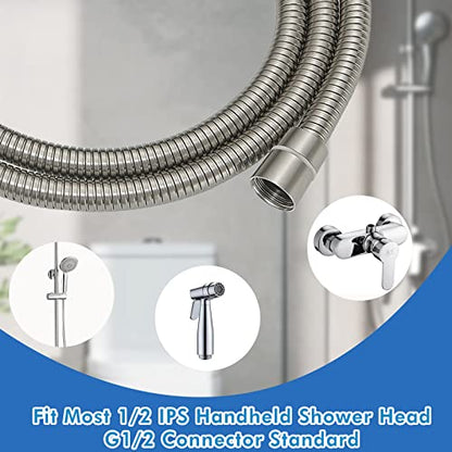 RUMOSE 118 inches Extra Long Shower Hose, Nickel | Shower Head Extension Hose, Attachment Flexible Handheld Shower Sprayer Hose, Stainless Steel Shower Tube - color: Nickel, size: 118"