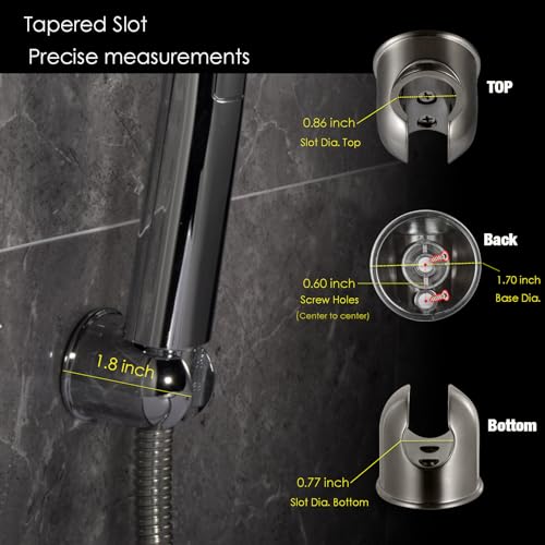 Handheld Shower head Holder - All Metal - Adhesive and Screw in Installation - Minimal Design Bathroom Wall Mount Shower sprayer Holder (Polished Chrome) - color: Polished Chrome