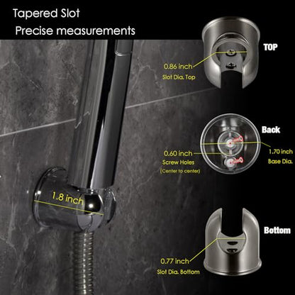 Handheld Shower head Holder - All Metal - Adhesive and Screw in Installation - Minimal Design Bathroom Wall Mount Shower sprayer Holder (Polished Chrome) - color: Polished Chrome