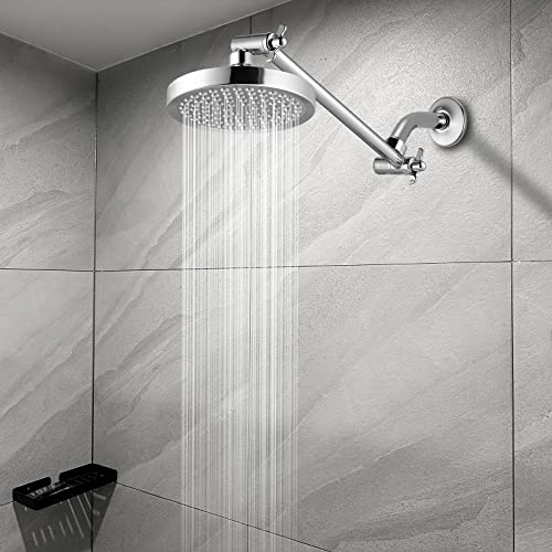 Shower Head Extension Arm - 11" Solid Brass Shower Arm with Universal Connection to Showerheads - Easily Adjustable The Height and Angle of The Rain or Handheld Shower heads (Chrome) - color: Chrome