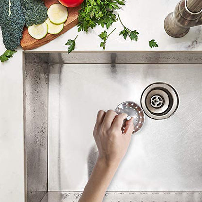 2PCS Kitchen Sink Strainer Stopper 2 in 1, Spring Clip Plunger, Replacement for Standard Drains(3-1/2 Inch), Chrome Plated Stainless Steel Body with Rubber Stopper