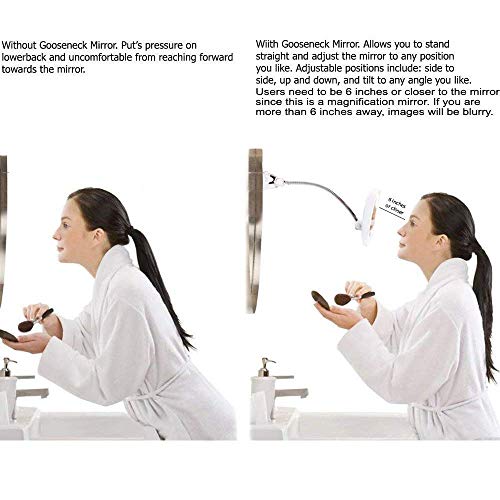 SunplusTrade Makeup Mirror with LED Lights and 7X Magnification, Portable Cordless Design Suction Cup Mirror for Home and Travel with Flexible Gooseneck to Adjust to Any Position Easily