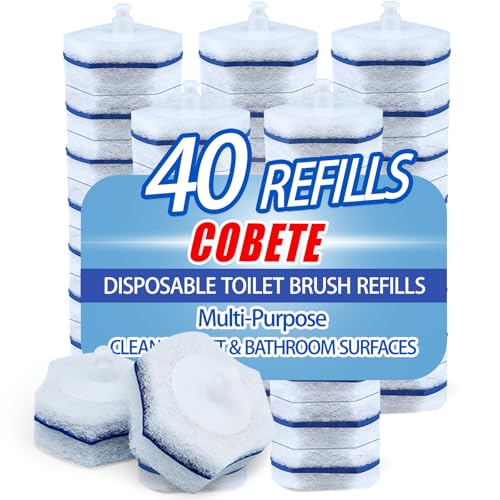 Compatible with Clorox Toilet Wand – Disposable Toilet Brush Head Refills (40 Count)