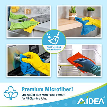 AIDEA Microfiber Cleaning Cloth, 50PK, Microfiber Towels for Cars, All Purpose Cleaning Rags for House, Dusting Cloth for Kitchen, Car, Window, 12"×12" - color: Blue/Yellow